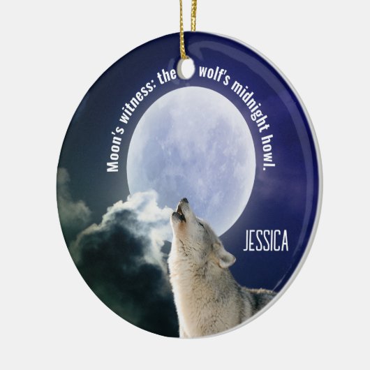 Maan getuige: de wolf's middernacht huilen Aanpass Keramisch Ornament (Links)