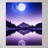 Maan glanzende nacht op meer poster (Voorkant)