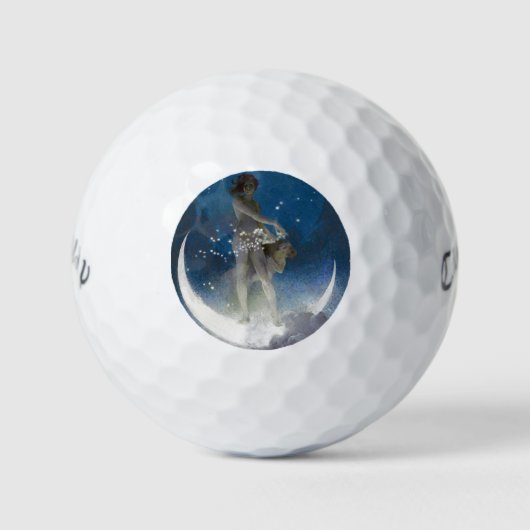 Maan Godin strooit 's nachts met sterren Golfballen (Voorkant)