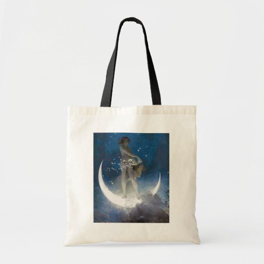 Maan Godin verspreidt 's nachts sterren Tote Bag (Voorkant)