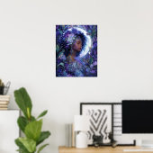 Maan Godin Zwarte Fantasie Kunst Zwarte Koningin Poster (Thuiskantoor)