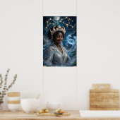 Maan Godin Zwarte Kanker Kunst Poster (Keuken)