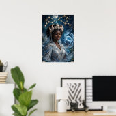 Maan Godin Zwarte Kanker Kunst Poster (Thuiskantoor)