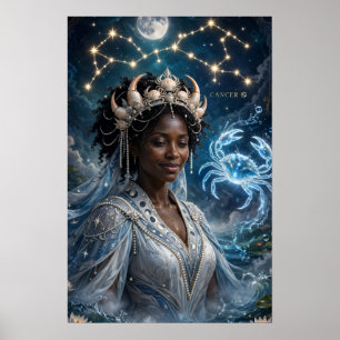 Maan Godin Zwarte Kanker Kunst Poster