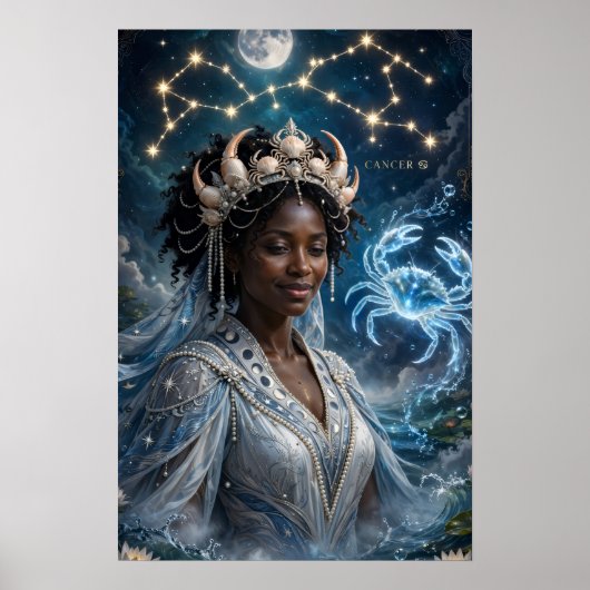 Maan Godin Zwarte Kanker Kunst Poster (Voorkant)