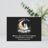 Maan halve maan hemelse paar silhouet nacht bedankkaart (Staand voorkant)