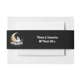 Maan halve maan paar silhouet sterrenhemel uitnodigingen wikkel