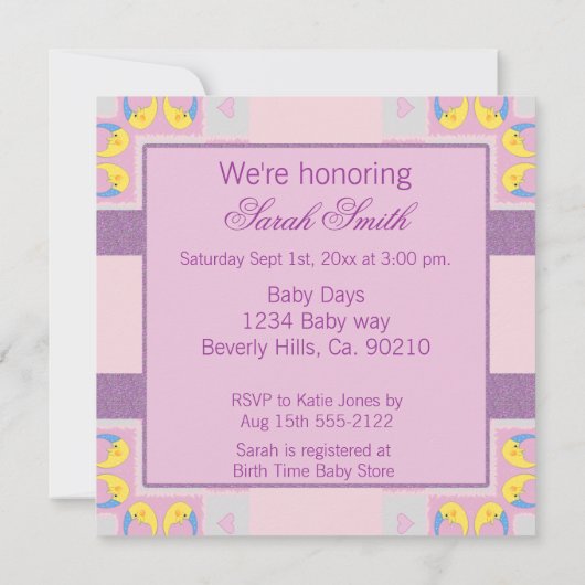 Maan, hart en Baby, gierig Baby shower Kaart (Achterkant)