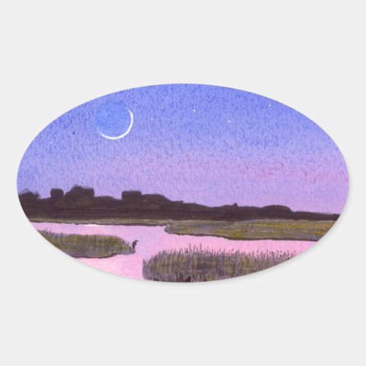 Maan & Heron Ovale Sticker (Voorkant)