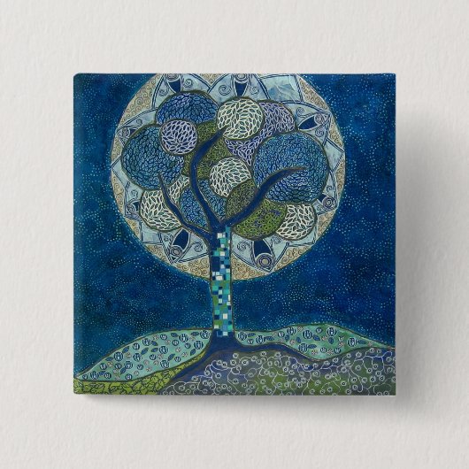 maan in bloom (schilderen) vierkante button 5,1 cm (Voorkant)