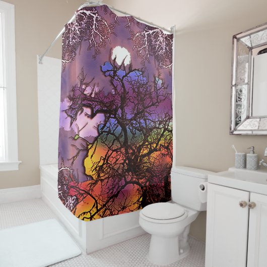 Maan in de bomen..... douchegordijn (In situ)