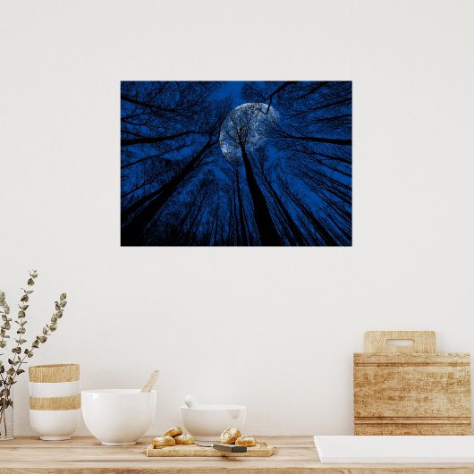 Maan in de Night Sky Poster (Keuken)