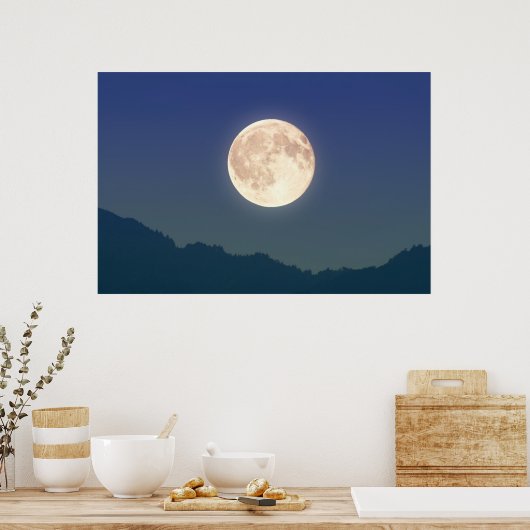 Maan in de Night Sky Poster (Keuken)