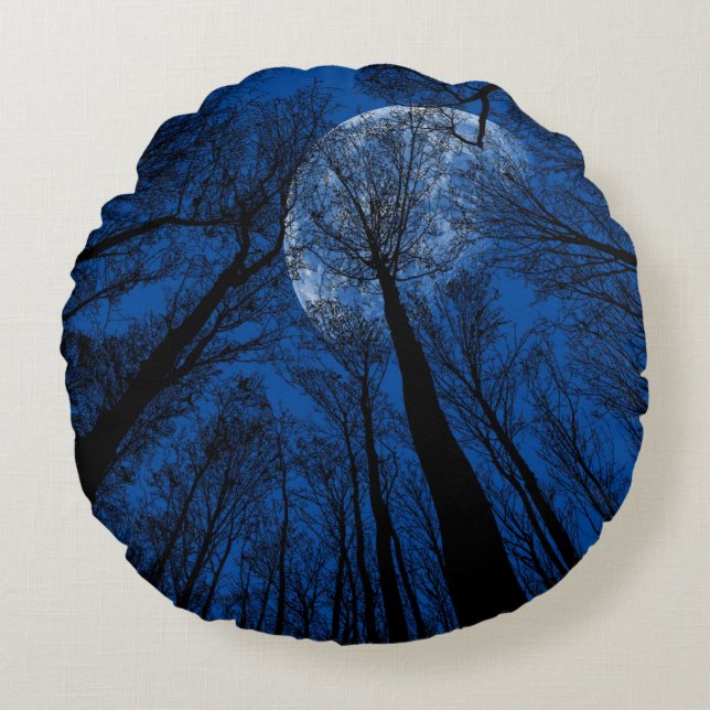 Maan in de Night Sky Rond Kussen (Voorkant)