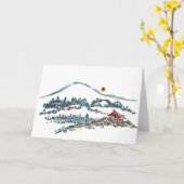 Maan in Juni, sumi-E in kleur Kaart (Gele Bloem)