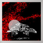 Maan in Rode Hemel Poster (Voorkant)