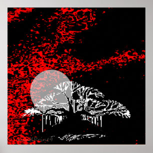 Maan in Rode Hemel Poster