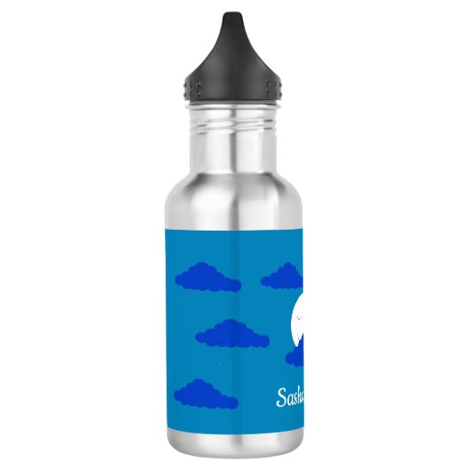 Maan in vroege schemering: waterfles (Links)