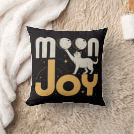 MAAN JOY Minimalistische Futuristische Kat & Maan Kussen