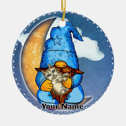 Maan kabouter keramisch ornament (Voorkant)