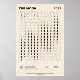 Maan Kalender 2027 - Maanfasen, Perkament Poster