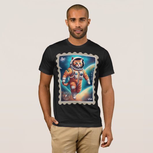 Maan kat astronaut T T-shirt (Voorkant volledig)
