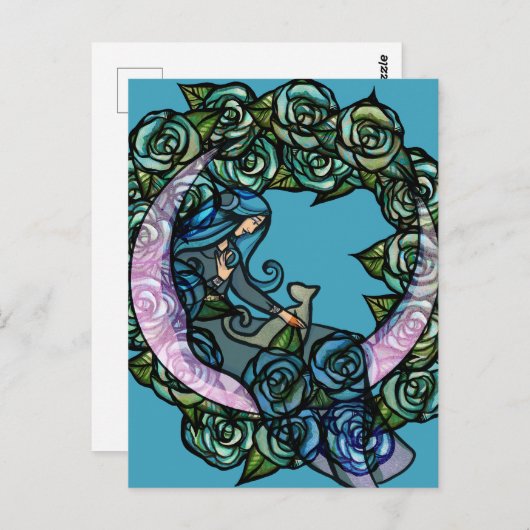 Maan Kat Godin Maan Kind Katten Briefkaart (Voorkant / Achterkant)