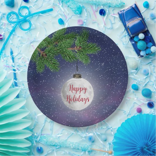 Maan Kerstmis ornament op den Papieren Bordje (Feest)