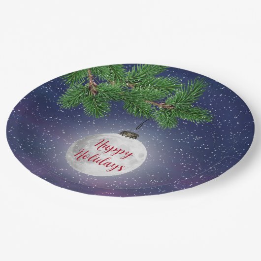 Maan Kerstmis ornament op den Papieren Bordje (Gekanteld)