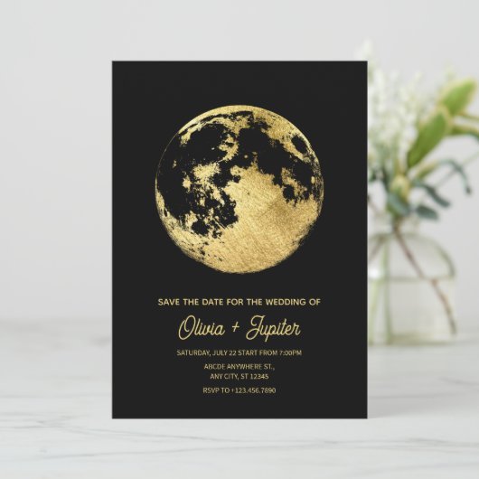 Maan kind esthetische bruiloft save the date (Staand voorkant)