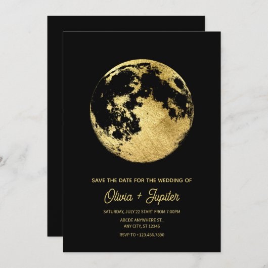 Maan kind esthetische bruiloft save the date (Voorkant / Achterkant)