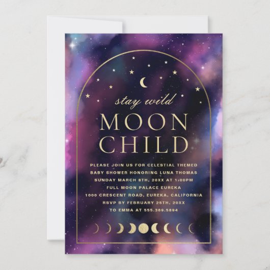 Maan Kind Hemels Baby Shower Uitnodiging (Voorkant)