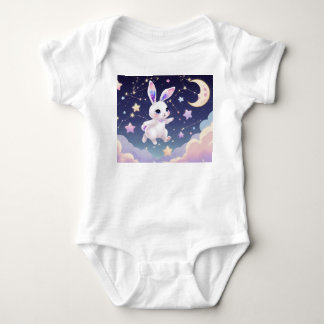 Maan Konijn Baby Body – Pastel Hemels Konijn Romper