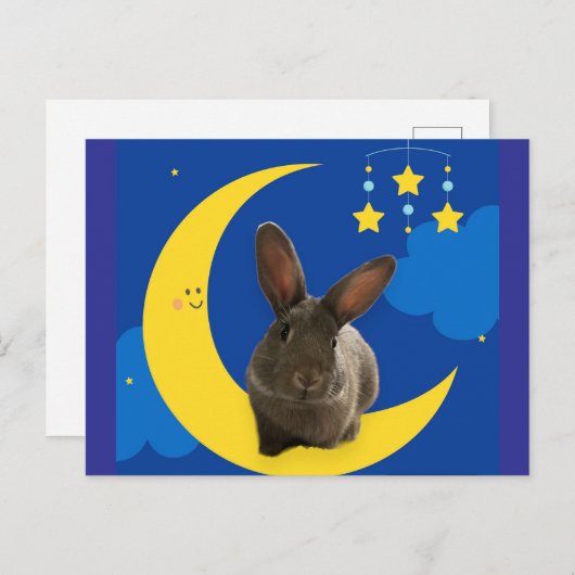 Maan Konijn Briefkaart (Voorkant / Achterkant)