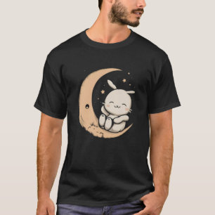 Maan Konijntje Zittend in Halve Maan Pasen T-shirt