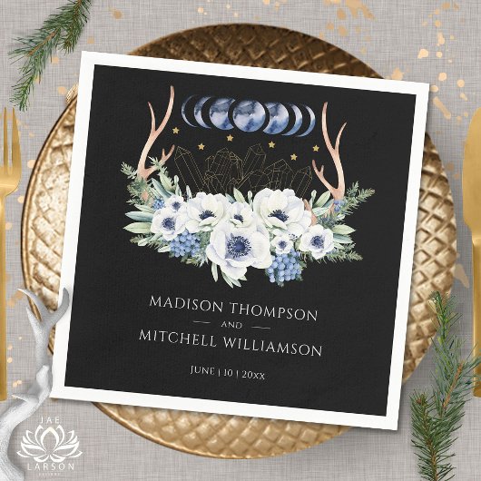 Maan Kristallen Bloemen Boho Metafysische Bruiloft Servet