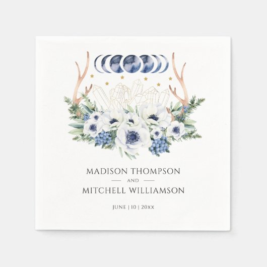 Maan Kristallen Bloemen Boho Metafysische Bruiloft Servet (Voorkant)