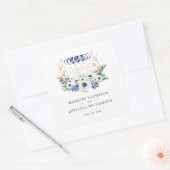 Maan Kristallen Bloemen Boho Metafysische Bruiloft Vierkante Sticker (Envelop)