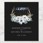 Maan Kristallen Bloemen Boho Metafysische Bruiloft Wijn Etiket (Enkel label)