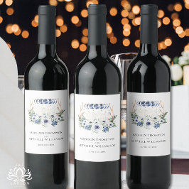 Maan Kristallen Bloemen Boho Metafysische Bruiloft Wijn Etiket