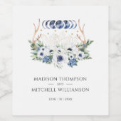 Maan Kristallen Bloemen Boho Metafysische Bruiloft Wijn Etiket (Enkel label)