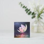 ** Maan Kristallen Floral Kosmische Hemelse Nevel Vierkante Visitekaartje (Staand voorkant)