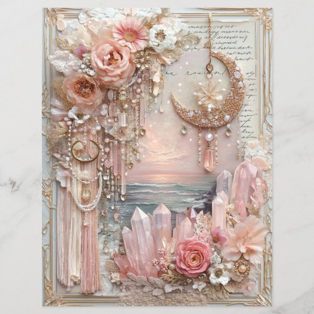 Maan Kristallen Junk Journal Scrapbook Papier (Voorkant)