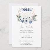 Maan Kristallen Wit Blauw Bloemen Boho Metafysisch Save The Date (Voorkant)