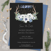 Maan Kristallen Wit Blauw Bloemen Boho Metafysisch Save The Date