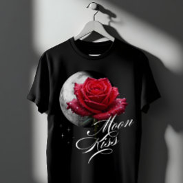 Maan Kus Roos & Volle Maan Romantische Kunst T-shirt
