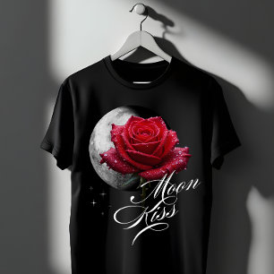 Maan Kus Roos & Volle Maan Romantische Kunst T-shirt