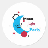 Maan licht partij ronde sticker (Voorkant)