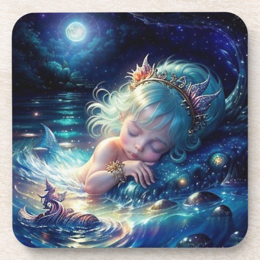 Maan Licht Zeemeermin: Bier Onderzetter (Voorkant)