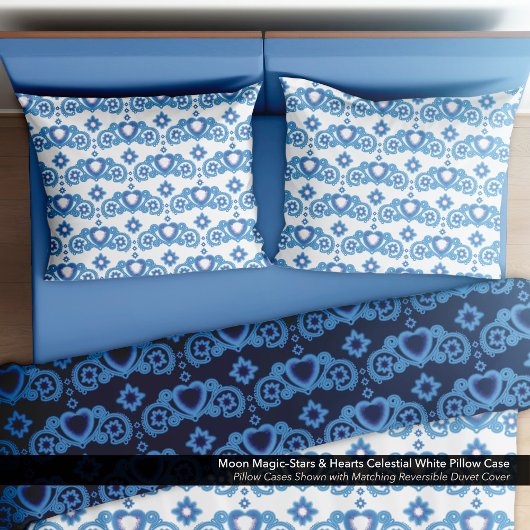 Maan Magische Sterren Harten Celestial Wit Kussensloop
